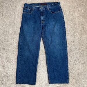Perry Ellis America Jeans Men (36x29‎ Actual) Blue Denim Relaxed Fit Cotton Pant